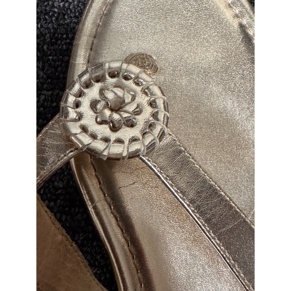 Jack Rogers Womens 8M Metallic Gold Whipstitch Rondelle Flat Flip Flop Sandals - Picture 9 of 10